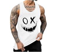 KOG Tank Top Herren Sport Tanktop Sommer Sportshirt Ärmelloses Tshirts Grafik Wandershirt Baumwolle Shirts Tops 2025 Freizeitshirt Junge Mode Sporthemd Weiß 4XL