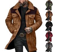 KOG Winterjacke Herren Lang Wildlederjacke Mode Herbstjacke Fahrradjacke Einfarbige Freizeit Strickjacken Herbst Kapuzenpullover Sport Jacke Wanderjacke Festival Jacke Vliesjacke Kaffee 3XL