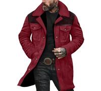 KOG Winterjacke Herren Lang Wildlederjacke Warmes Laufjacke Solid Bekleidung Jungen übergangsjacke Warm Windjacke Winter Kapuzenjacke Teddy Jacken Bikerjacke Hoodie Jacke Wollmantel Wein 3XL