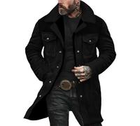 KOG Winterjacke Herren Lang Wildlederjacke Winter Herbstjacke Fahrradmantel Solid Bekleidung Männer übergangsjacke Windjacke Casual Pullover Puffer Jacke Trainingsjacke Sportjacke Schwarz M