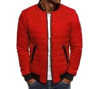 KOG Winterjacke Herren Steppjacke Baumwolle Daunenjacke Mode Wintermantel Laufjacke Oberteil Männer übergangsjacken Warme Trenchcoat Warmes Cordjacke Teddyfleece Jacke Teddyjacke Rot L