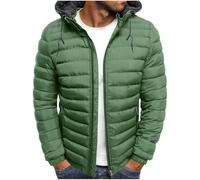 KOG Winterjacke Herren Steppjacke Baumwolle Daunenjacken Herbst Parka Wanderjacke Oberteile Männer Warm Windbreaker Basic Dufflecoat Trainingsjacke College Jacke Fleecemantel Grün L