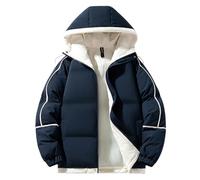 KOG Winterjacke Herren Steppjacke Baumwolle Daunenmantel Dicker Daunenjacke Fahrradmantel Bekleidung Jungen Basic Windjacke Winter Sportjacke Bomberjacke Teddy Jacken Bikerjacke Marine L