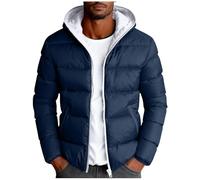 KOG Winterjacke Herren Steppjacke Baumwolle Daunenmantel Herbst Dufflecoat Oberteile Männer Windjacke Warmes Fleecejacke Festival Jacke Kapuzenpullover Sport Jacke Steppmantel Dunkelblau XXL