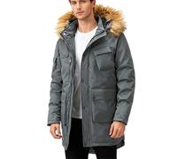 KOG Winterjacke Herren Steppjacke Baumwolle Dufflecoat Casual Parka Oberteil Jungen Fashion Windbreaker Dicke Kapuzenpullover Teddy Jacken Teddyjacke Zipper Jacke Wollmantel Grau XL