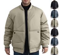 KOG Winterjacke Herren Steppjacke Baumwolle Dufflecoat Dicke Wintermantel Fahrradmantel Oberteile Männer Mode Trenchcoat Basic Bomberjacke Motorrad Jacke Teddyjacke Steppmantel Khaki XL