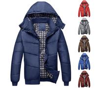KOG Winterjacke Herren Steppjacke Baumwolle Wintermantel Casual Daunenjacke Wanderjacke Daunenmantel Oberteile Junge 2025 Windbreaker Mode Kapuzenpullover Puffer Jacke Vliesjacke Marine L