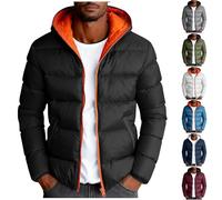 KOG Winterjacke Herren Steppjacke Baumwolle Wintermantel Herbst Daunenmantel Fahrradmantel Bekleidung Jungen Freizeit Windbreaker Cordjacke Kapuzenpullover Zipper Jacke Laufjacke Schwarz L