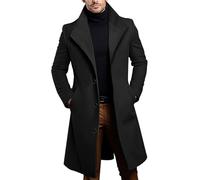KOG Wintermantel Herren Lang Warm Wollmantel Herbst Winterjacke Wanderjacke Einfarbige Männer übergangsmantel Warmes Winter Zipper Jacke Cordjacke Teddyfleece Jacke Fleecepullover Schwarz S