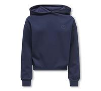 Kapuzensweatshirt KIDS ONLY "KOGADA-COOPER HEART L/S HOOD FR SWT NOOS", Mädchen, Gr. 134/140, navy blazer detail:navy blazer emb. heart, Sweatware, Obermaterial: 53% Polyester, 42% Viskose, 5% Elastha