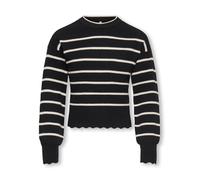Strickpullover KIDS ONLY "KOGIBI LS O-NECK PULLOVER CP KNT NOOS", Mädchen, Gr. 146/152, schwarz stripes:weißcap gray, Strick, Obermaterial: 50% Viskose, 27% Nylon, 23% Polyester, gestreift, regular fi