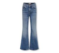 Bootcut-Jeans KIDS ONLY "KOGJUICY LIFE FLARED DNM CRO557 NOOS", Mädchen, Gr. 122, N-Gr, blau (medium blau denim), Denim/Jeans, Obermaterial: 99% Baumwolle, 1% Elasthan, unifarben, modisch, ausgestellt