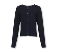 Strickjacke KIDS ONLY "KOGNATASCHA LS O-NECK CARD CP KNT NOOS", Mädchen, Gr. 158/164, blau (night sky), Strick, Obermaterial: 80% Viskose, 20% Nylon, unifarben, regular fit taillenbedeckt, Rundhals, S