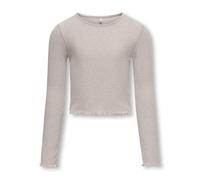 Langarmshirt KIDS ONLY "KOGNELLA L/S O-NECK TOP JRS NOOS", Mädchen, Gr. 158/164, beige (pumice stone detail:melange), Jersey, Rippware, Obermaterial: 65% Polyester, 30% Viskose, 5% Elasthan, meliert, 