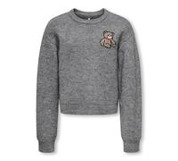 Strickpullover KIDS ONLY "KOGTEDDY L/S PULLOVER KNT NOOS", Mädchen, Gr. 146/152, medium grau melange detail:teddy, Strick, Obermaterial: 70% Polyacryl, 30% Polyester, unifarben, regular fit normal, Ru