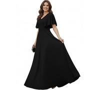 KOH KOH Langes Elegantes Damen-Maxikleid Kleider für Brautjungfern, Abendkleid, Cocktailkleid, Schwarz, XX-Large