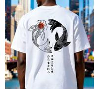 Koi Fish Yin Yang Symbol graphic tees men band t shirts 100 percent cotton loose fit summer outfit men men's clothing tshirt men street wear gifts for
