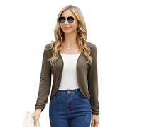KOJOOIN Damen Bolero Casual Strickjacke Langarm Kurze Cardigan Sommer Leichter Bolerojacke Kaffee XL