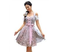 KOJOOIN Damen Dirndl Trachtenkleid Kurz Set 3tlg. für Oktoberfest inkl. Dirndl Kleid,Dirndlschürze,Dirndlbluse Gr.34 bis 48(Verpackung MEHRWEG)