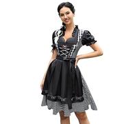 KOJOOIN Dirndl Damen midi 2tlg.Trachtenkleid für Oktoberfest inkl. Dirndl Kleid,Dirndlschürze Gr.34 bis 48(Verpackung MEHRWEG)