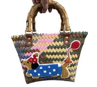kokdid Retro-Handtasche mit Dackel-Motiv, große Kapazität, Strandtasche, modische Tasche für Haustierliebhaber zum Pendeln oder Einkaufen, lässige Einkaufstasche, Roter Ballonhund, One Size