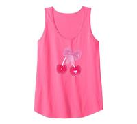 Kokette Hot Pink Kirschen mit Schleife Y2K 90er Jahre Tank Top, Damen, Neonrosa, XXL