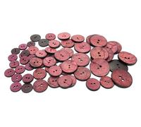 Kokosnussknöpfe, Kokosnuss gefärbt, 15, 20, 25, 30, 40, 50 mm, Im Set 12 Stück, Natur Knopf blau, grün, rot, gelb, orange, lila (Bordeaux, 30 mm, 6 Stück)