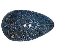 Kokosnussknopf, Kokosnuss Blatt gefärbt und Muster gelasert, Im Set 3 Stück ideal für Kreative Projekte (50 mm) (Blau (3 Stück))