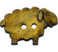 Kokosnussknopf Natur, Kokosnuss Muster gelasert, Ideal für Kreative Projekte (Koko Schaf 30 mm / 4 Stück)