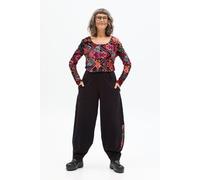 KOKOworld Hose Coban - Knöchellange, schmal zulaufende Hosenbeine - Dekorative Teilungsnähte - Elastischer Bund - Fair produziert in Polen Black Telar (Schwarz) S/M