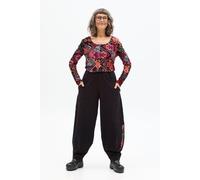 KOKOworld Hose Coban - Knöchellange, schmal zulaufende Hosenbeine - Dekorative Teilungsnähte - Elastischer Bund - Fair produziert in Polen Black Telar (Schwarz) XS/S