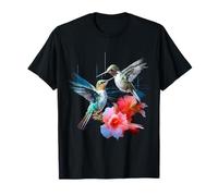 Kolibri Blumen Fantasie Bunt Tier Kunst Vogel T-Shirt