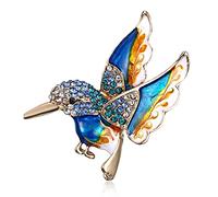 Kolibri Brosche Pin Vintage Damen Strass Brosche Tier Brosche Elegante Anstecker Kristall Anstecknadeln Frauen Mädchen Damen Muttertag Hochzeit Valentinstag Abzeichen Schmuck Deko (Blau)