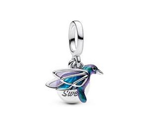 Kolibri Gravur Charm-Anhänger, 925er Silber, Moments