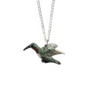 Kolibri Porzellan Anhänger Halskette Silber Glück Spirituell Tier Schmuck