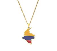 Kolumbien-Karte-Anhänger-Halskette - Vintage-Kolumbien-Karte-Halskette, geometrisch, ethnischer 316L-Schmuck, patriotischer Schmuck, Vintage-Accessoires, Geburtstag, Weihnachten, Unisex-Geschenke,