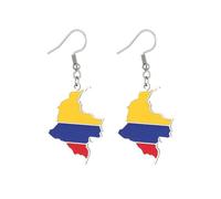 Kolumbien Karte und Flagge Ohrringe für Frauen, Kolumbien Ohrringe Anhänger Charm, Edelstahl Karte Schmuck Zubehör, one size, Edelstahl, Kein Edelstein