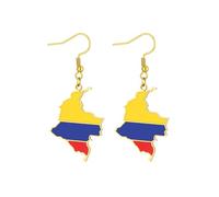 Kolumbien Karte und Flagge Ohrringe für Frauen, Kolumbien Ohrringe Anhänger Charm, Edelstahl Karte Schmuck Zubehör, one size, Edelstahl, Kein Edelstein