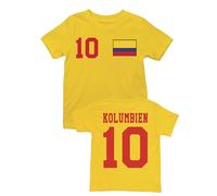 Kolumbien Kinder T-Shirt Columbia Trikot Personalisiert mit Wunschname + Nummer - Gelb 2 Jahre (86/94)