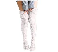 Koly-Hundebett Kolylong® Overknee Socken Damen Warme Socken Wintersocken Grobstrick Stricksocken Damen Kniestrümpfe Socken Overknee Strümpfe Strumpfhosen Winter Strümpfe Stricken Kuschelsocken
