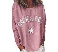 Kolylong® Damen Langarmshirt Druck Langarm Elegant T-Shirt Casual Rundhals/V-Ausschnitt Tunika Tops Sweatshirt Pullover Bluse Oberteile mit Traumfänger Ethnodruck/Briefdruck Lose Freizeitshirt Tee