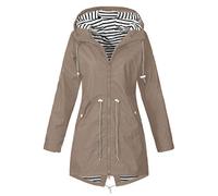 Kolylong® Damen Regenjacke Mit Kapuze Wasserdicht Windbreaker Wetterfest Übergangsjacke Regenmantel Gestreift Futter Outdoorjacke Funktionsjacke Windproof Jacke Windbreaker Outdoorjacken