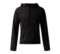 Kolylong® Herren Kapuzenpullover Plüsch Hoodie Sweatshirt Teddy-Fleece Mit Taschen Halber Reißverschluss Hoodie Sweatshirt Pulli Langarmshirt Warm Herbstpullover Fitness Pullover Kapuzenjacke
