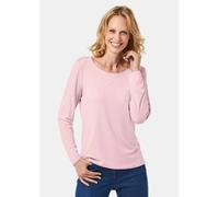 Longpullover GOLDNER "Kurzgröße Langarmshirt mit tonaler Zierkante", Damen, Gr. 22, rosa, Obermaterial: 90% Viskose CV. 10% Elasthan EL., Sonstiges, Pullover Longpullover, Ohne (70151261-22) rosa