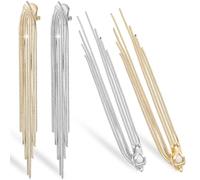 KOMBIUDA 2 Paar Lange Quasten Clip Ohrringe Lineare Hängeohrringe aus Metall Federleichter Hochzeitsschmuck für Damen Festliche Bankett Accessoires