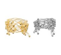 KOMBIUDA 2 Stück Bauchtanz Armbänder Oberarm Manschetten aus Metall mit Glöckchen Leichtes Körperschmuck für Bauchtänzerinnen Offene Armreifen für Tanzkostüme und Festival