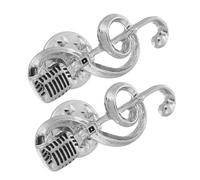 KOMBIUDA 2 Stück Musiknoten Mikrofon Broschen aus Metall Modische Anstecknadeln für Damen Herren Kreative Musik Geschenkidee Vielseitige Schmuckaccessoires für Kleidung Taschen und Hüte