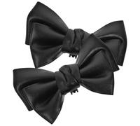 KOMBIUDA 2 Stück Schleifen Schuhclips aus Leder Abnehmbare Schuhschnallen für Brautschuhe Pumps und Sandalen Schwarze Schuhanhänger für Hochzeit Party und Alltag