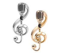 KOMBIUDA 2 Stück Vintage Mikrofon Broschen aus Zinklegierung Musik Pin Schmuck für Damen Modisches Bekleidungsaccessoire für Musikliebhaber