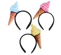 KOMBIUDA 3 Stück Eiscreme Stirnband für Frauen Mädchen Weiches Verstellbares Haarband zum Make-up Waschen Des Gesichts Spa und Valentinstag Niedliches Rutschfestes Kopfbedeckung in Gelb